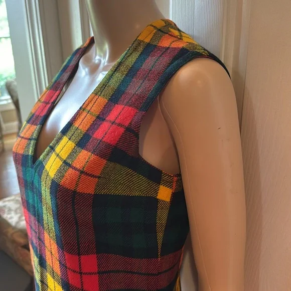 Vintage 1960s Bill Atkinson Glen of Michigan Jr. Retro Style Plaid Lined Dress - Picture 5 of 16